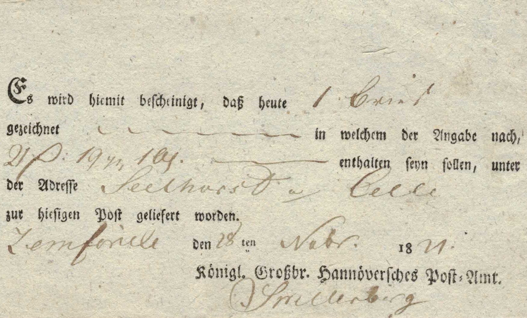 Postscheine und Stempel geben Einblick in die Lemförder Postgeschichte in hannoverscher Zeit